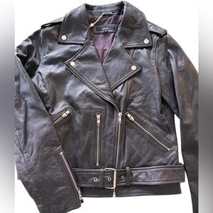 Quince Black Leather Motorcycle Jacket NWT